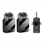 F16 Condenser Microphone Wireless Lavalier Mic with Wind Sleeve 3.5mm Receiver for Meeting Vlogging Collar Clip Microphone
