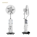 16\" AC/DC 12V 4.5AH Rechargeable Floor Mounted Oscillating 3-Speed Mist Fan LED Night Light Household Use Battery Power Source
