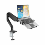 New Adjustable 2-in-1 Laptop Desk Mount Tray Single Monitor Stand 17" Notebook 34" Computer Screen Black 90 Degree Tilt Metal