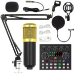 BM 800 Professional PC V8S Sound Card Set BM800 Mic Studio Condenser Microphone for Karaoke Podcast Recording Live Streaming