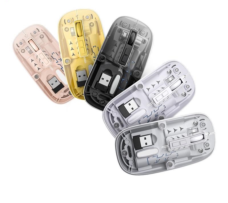 Factory New OEM Cheap 5D Transparent Dual-mode Wireless Mouse USB LED Right Ergonomic Rechargeable Factory Stock Magnetic Cover