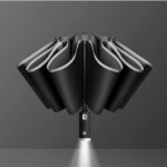46'' Arc Automatic Folding Reverse Inverted Umbrella with LED Light Handle