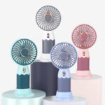 Mini Portable USB Rechargeable Plastic Fan for Kids 5V Air Cooling Three Wind Options Stand Lanyard Wearable Table Installation