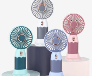 Mini Portable USB Rechargeable Plastic Fan for Kids 5V Air Cooling Three Wind Options Stand Lanyard Wearable Table Installation