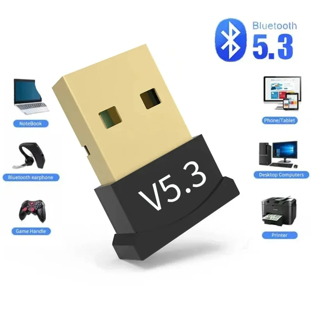 Portable USB Blue Tooth 5.3 Adapter Transmitter Receiver Audio Dongle Wireless USB Adapter for Computer PC Laptop