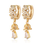 Bisuteria Al Por Mayor China 18K Oro Grande Para Mujer Aretes Bisuteria Fashion Gold Plated Zircon Earrings Jewelry for Women