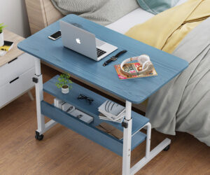 Student Study White Height Adjustable Computer Desk Top Wooden Modern Cheap Mobile Wheels Computer Desks Laptop Stand for Sale