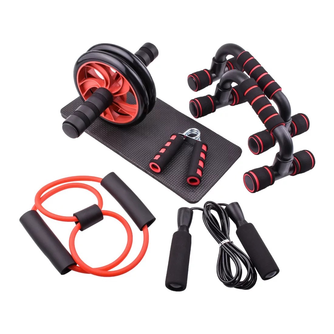 Wholesale 6-in-1 Ab Wheel Roller Kit Hot Selling Home Workout Equipment Women's for AB Roller Set with Push Bar Made Durable