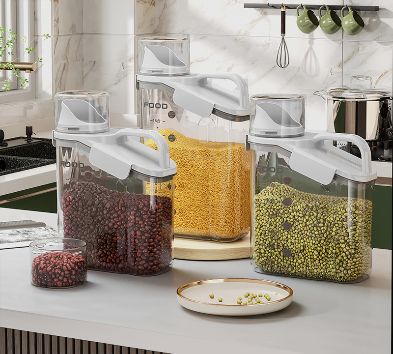 XinHang Kitchen Rice Organizer Silicone Gasket Sealing Food-Grade Grain Plastic Bin High Capacity Dry Food Organizer