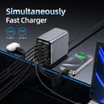 Multi-Port 200W GaN Desktop Super Fast Charger with 10 Ports 100W Smart QC3.0 & PD3.0 for Laptop/Tablet/Phone (Fireproof)