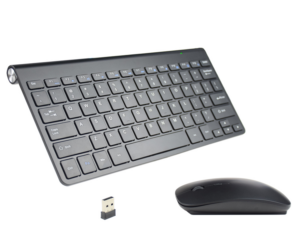 Ultra-Thin Black Wireless Keyboard and Mouse Combo LED Backlit Slim Mini Design for Laptop and Tablet