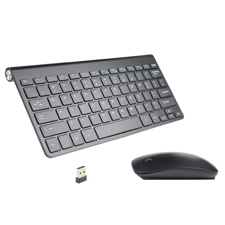Ultra-Thin Black Wireless Keyboard and Mouse Combo LED Backlit Slim Mini Design for Laptop and Tablet