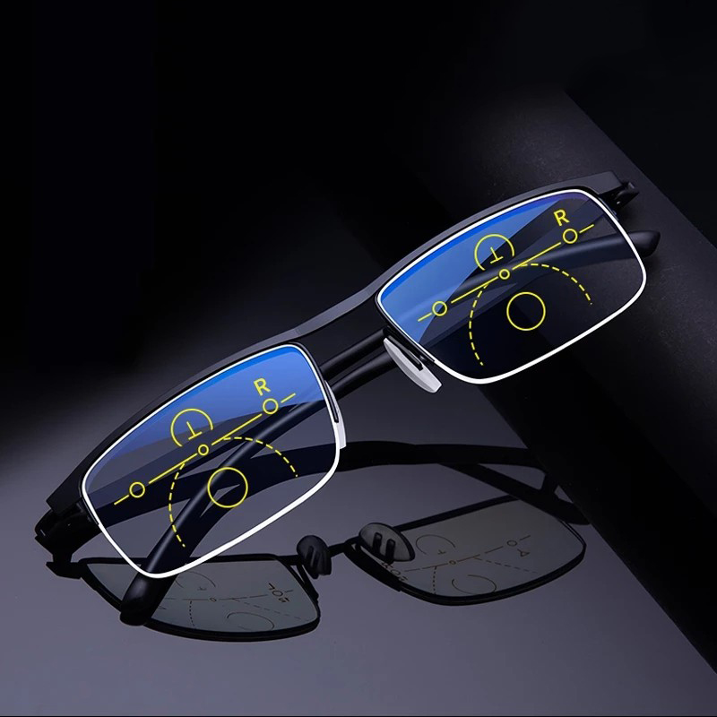 Intelligent Multifocal Progressive Reading Glasses for Men Women Near and Dual-use Anti-Blue Light Automatic Adjustment Eyewear