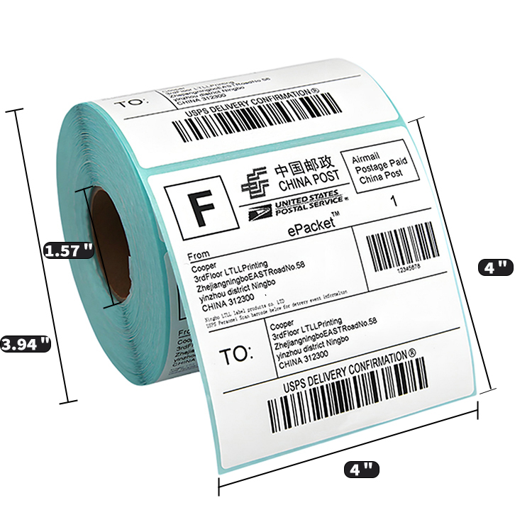 Hot Sale 4x4 Direct Thermal Shipping Labels 500pcs Roll Matte Blank Custom Stickers WaterProof for Shipping Packaging Labels
