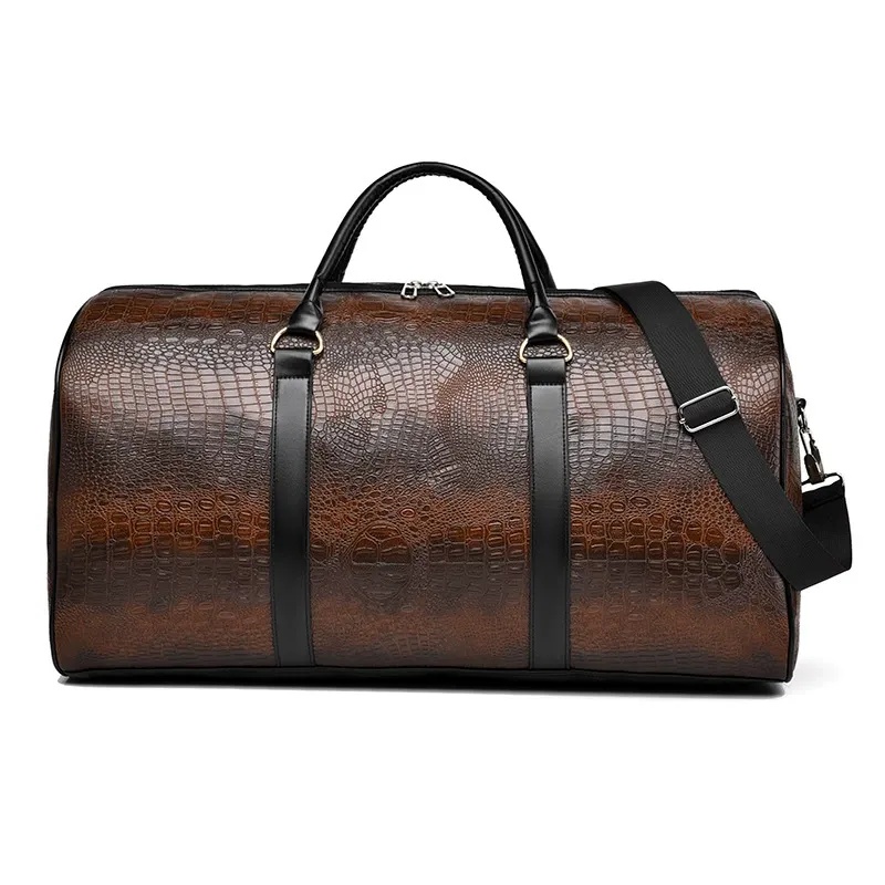 Luxury Duffle Leather Bag Custom Stitching Travel Gym Weekender Large Capacity Unisex Pu Leather Duffle Bag