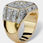 Luxury European and American Men Gold Plated Full Diamond Alloy Ring Wholesale 2023 Retro Men Wild Personality Ring