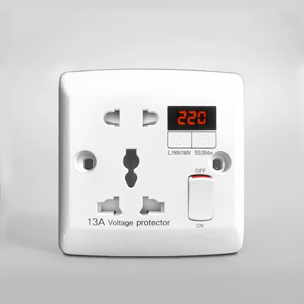 Digital Display Wall Mounted Double Protection Plug and Socket Control Panel Elegant Voltage 250V AC Protector for Iraq Market